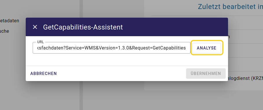 InGrid Editor: "GetCapabilities Assistent"