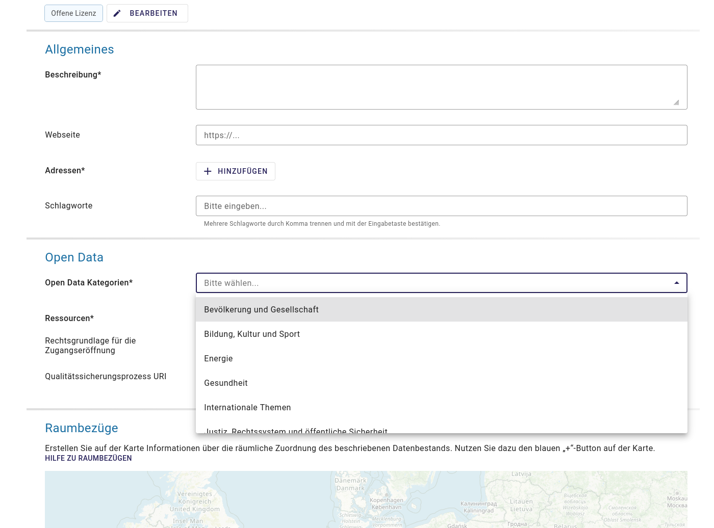 InGrid Editor: "Opendata" InGrid Editor: "Opendata"