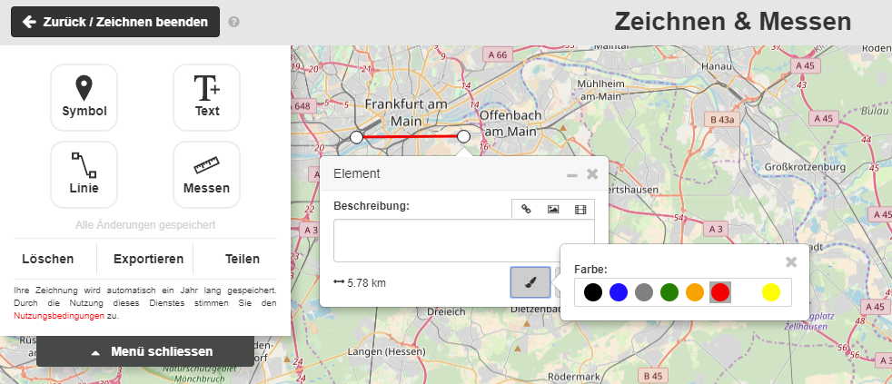 Webmap Client Zeichnen & Messen - Linie Webmap Client - Zeichnen & Messen - Linie